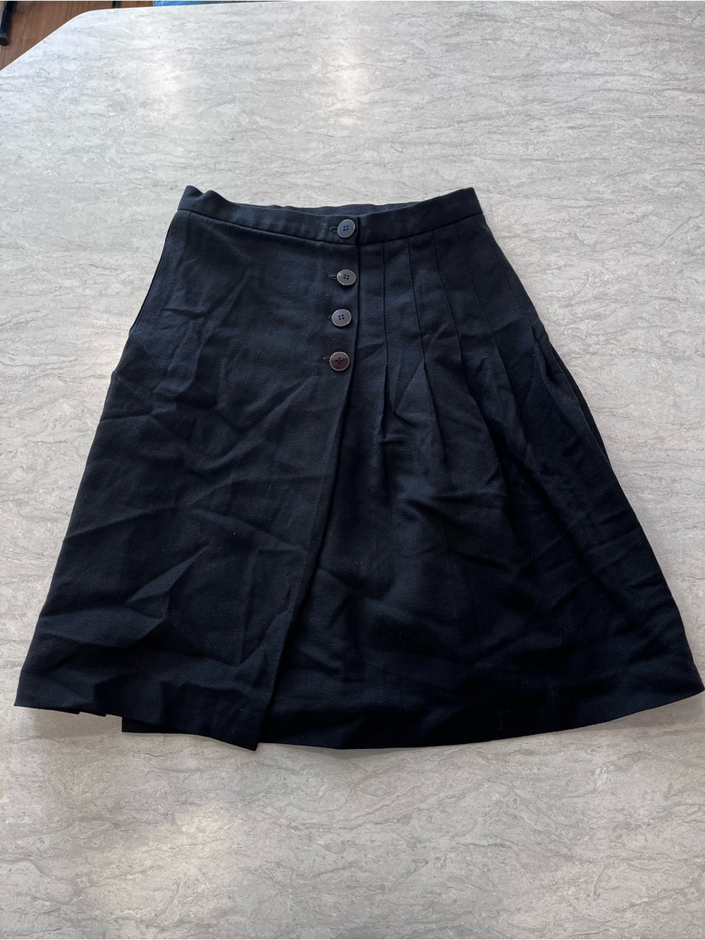 Black A-Line Button-Front Skirt